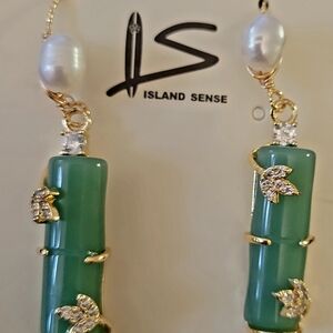 Green and Gold Earrings
